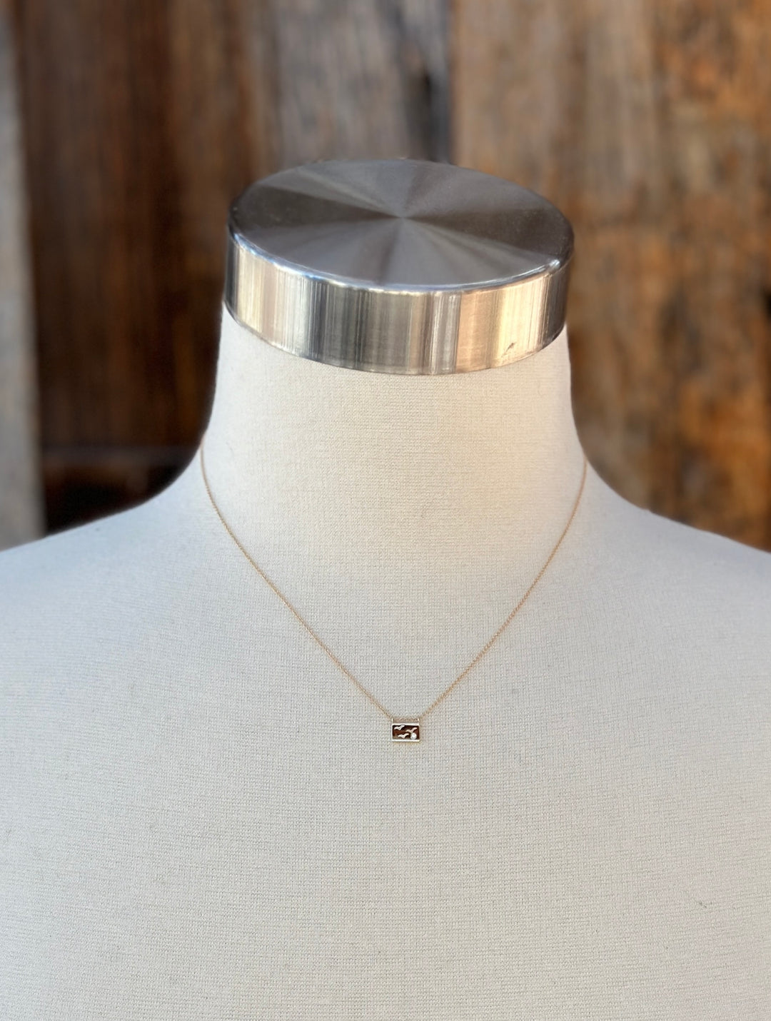 Aili Birds 14K/Wt Diam 16" Postcard Necklace