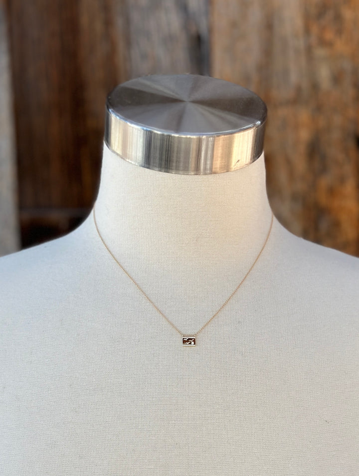 Aili Birds 14K/Wt Diam 16" Postcard Necklace