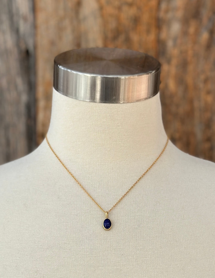 Robin M 18K Lapis 9x7mm 16" GF Chain Necklace