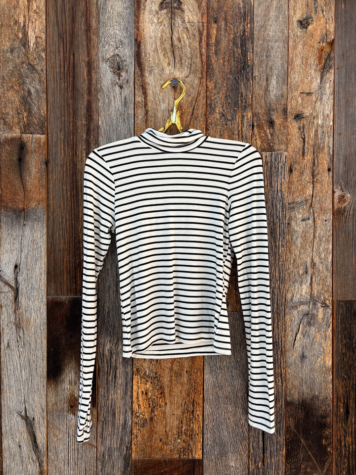 Project Social T Lipson Striped L/S Turtleneck Ivory/BLK
