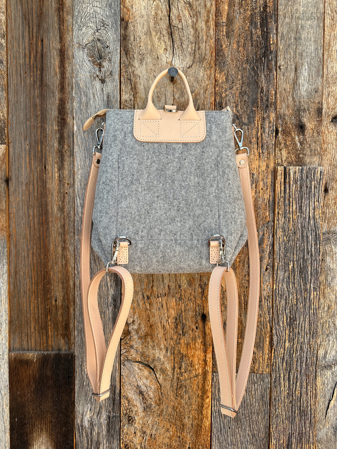 Graf Lantz Bedford Merino Wool Midi Backpack- Granite Vachetta