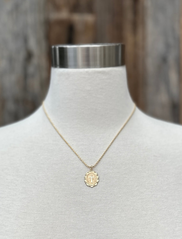 Joy Dravecky Gold-Filled Scalloped Cross