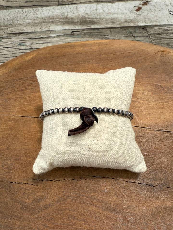 CLP Silver Bead Bracelet - Turquoise Offset