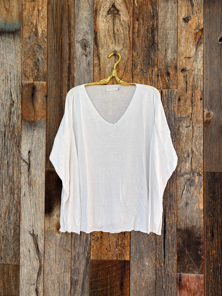 Milio Milano Long Sleeve Mineral Wash Sweater White