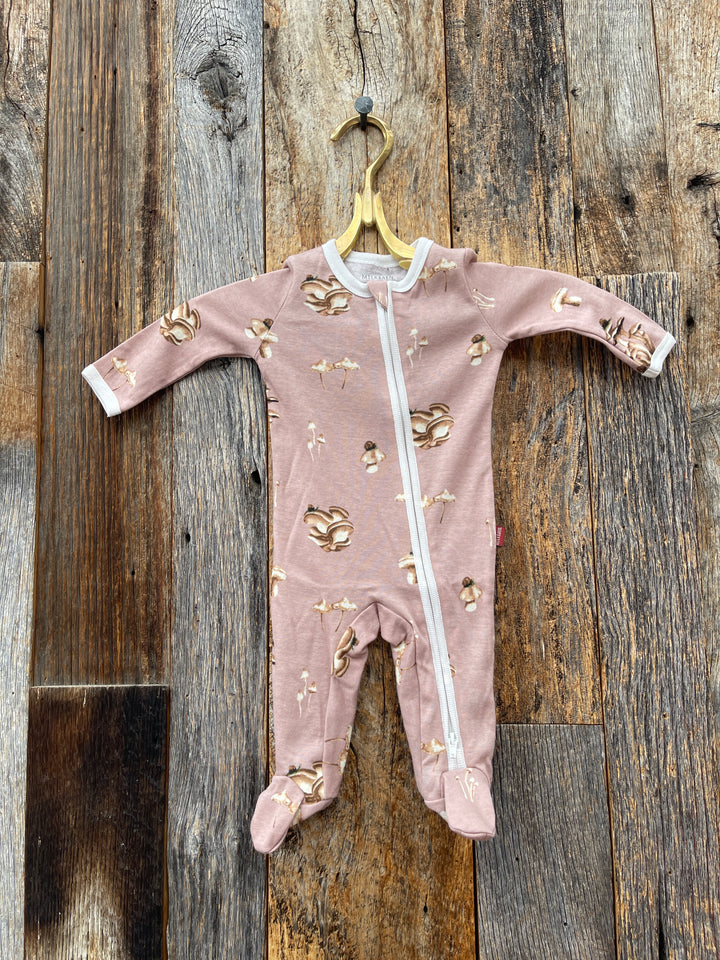 Milkbarn Organic Zipper Footed Romper Mushroom