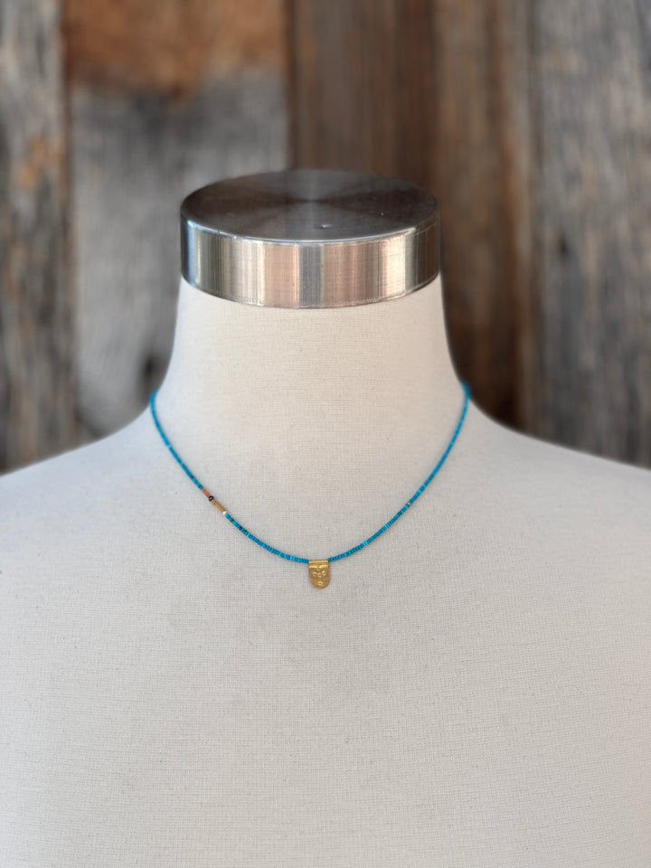 River Song Brilliant Blue Turquoise with Tiny Tab Talisman Necklace