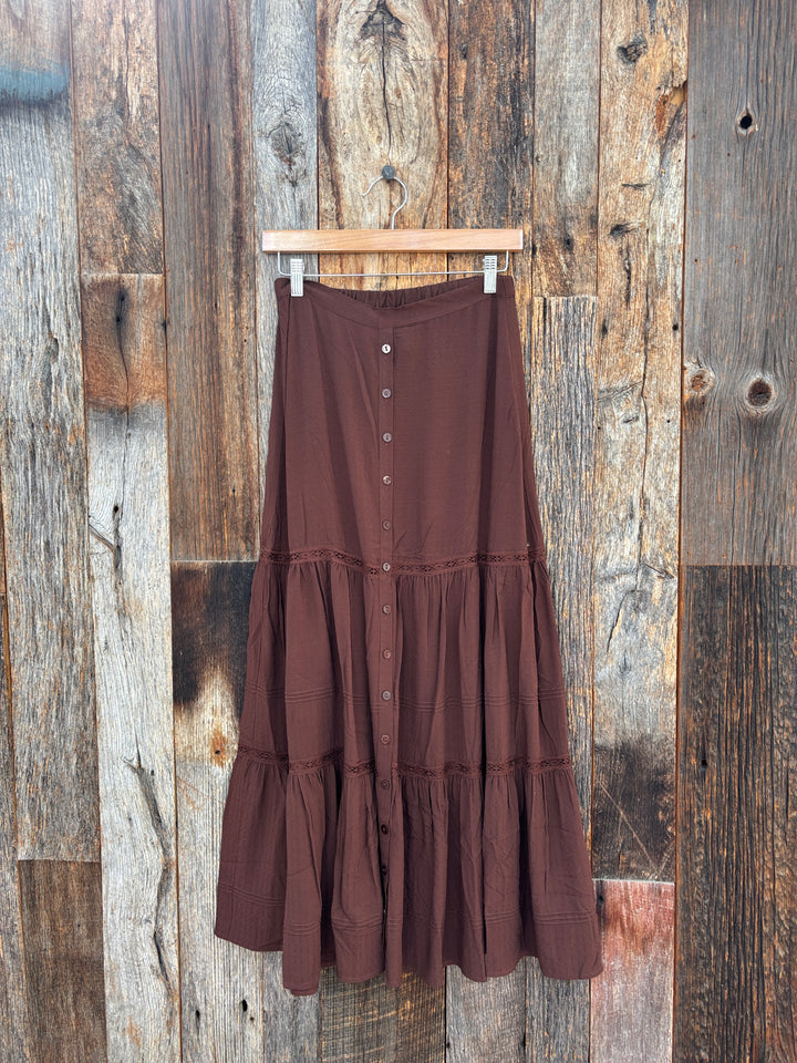 Saltwater Luxe Jaycee Midi Skirt Chocolate