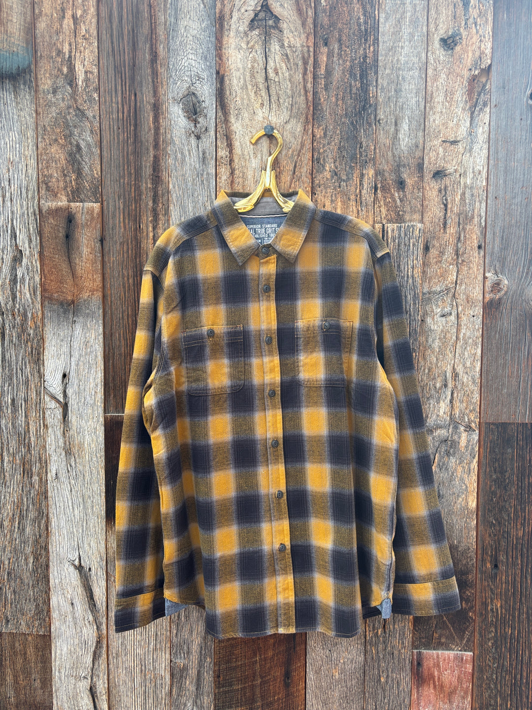 True Grit Cooper Checks L/S 2 Pocket Shirt Saddle