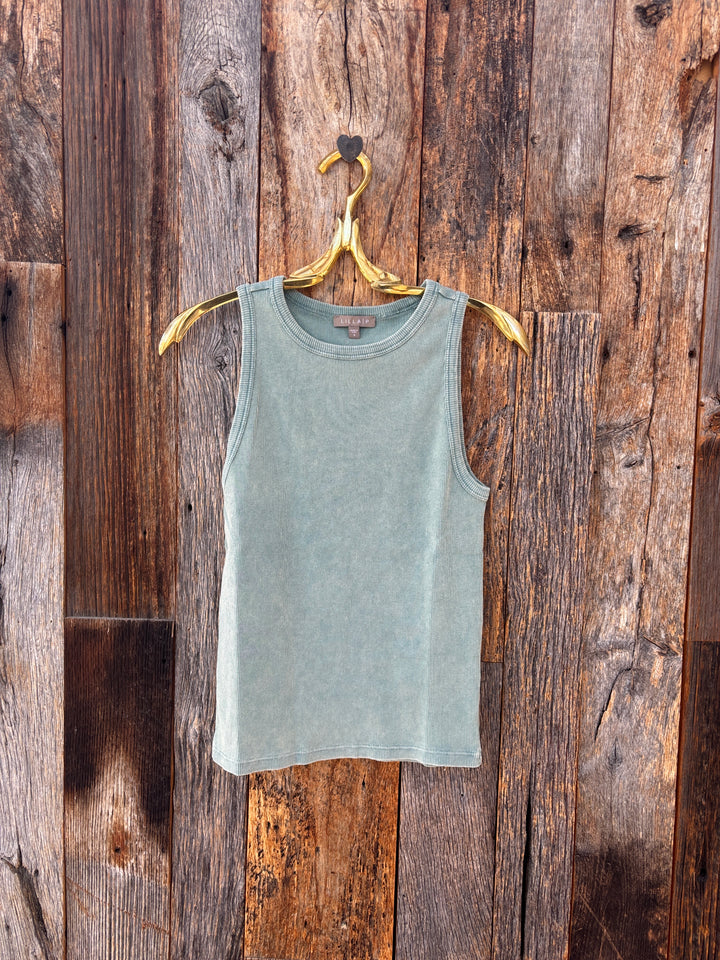 Lilla P Sunwashed Rib Tank Seagreen Wash