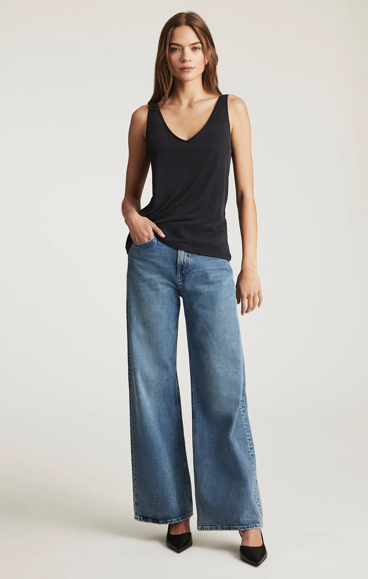 Mavi Florida Mid Rise Wide Leg Jeans Dark Used Classic Blue