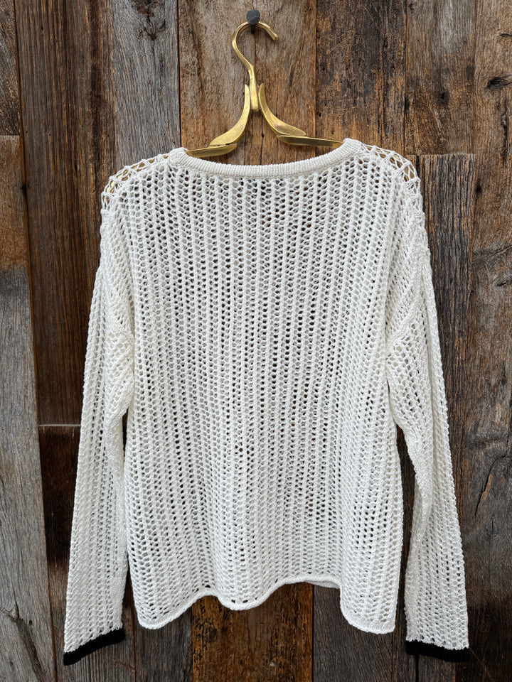 Stateside Open Mesh Pullover Sweater Cream
