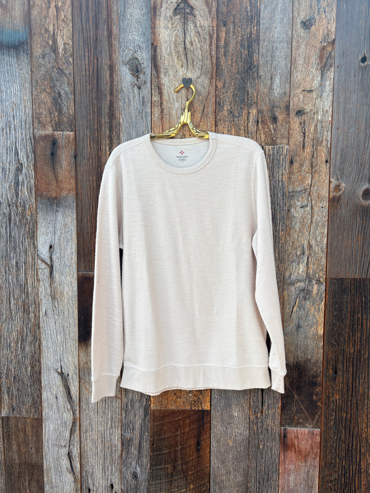 True Grit Whiskey Waffle Crew Slub Sweatshirt Oatmeal