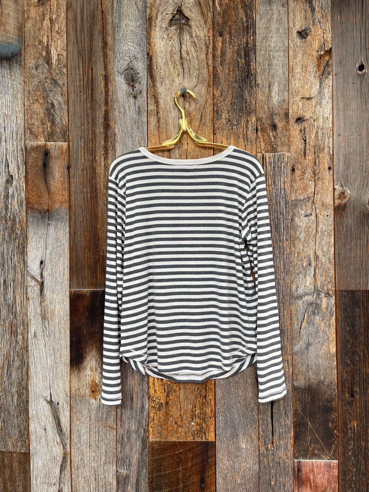 Mododoc L/S Slim Henley Ivory/Charcoal