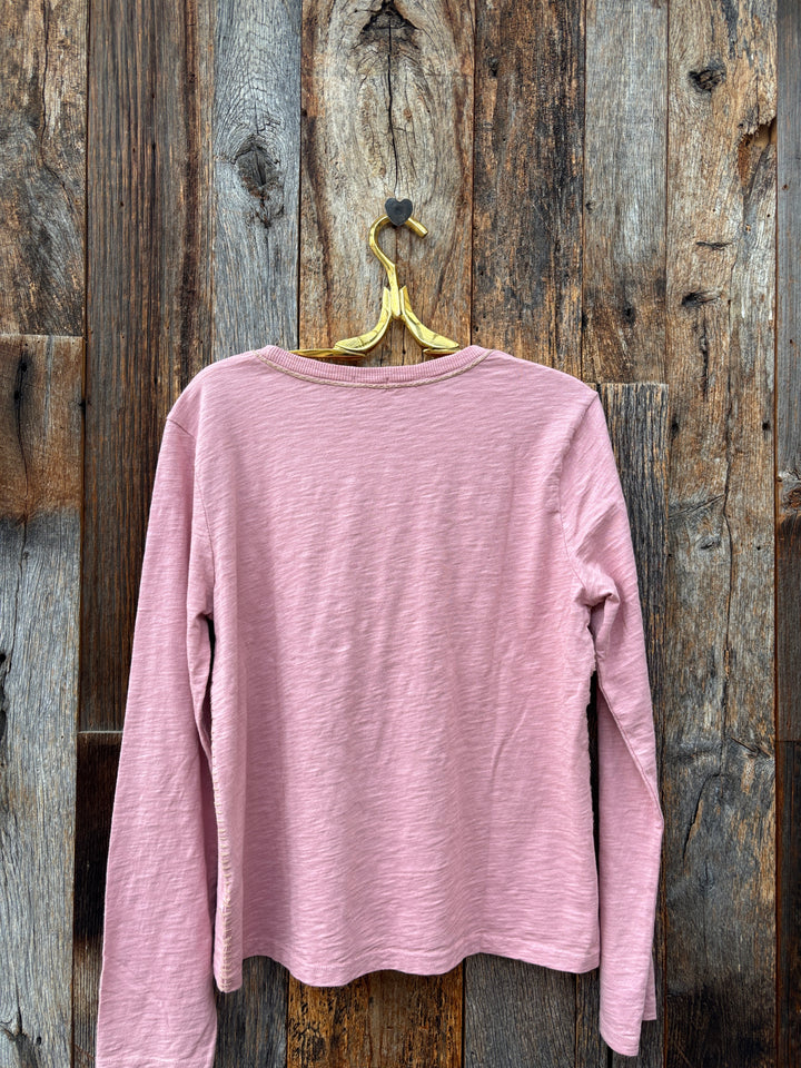 Dylan Blanket Stitch Classic Tee Vintage Pink