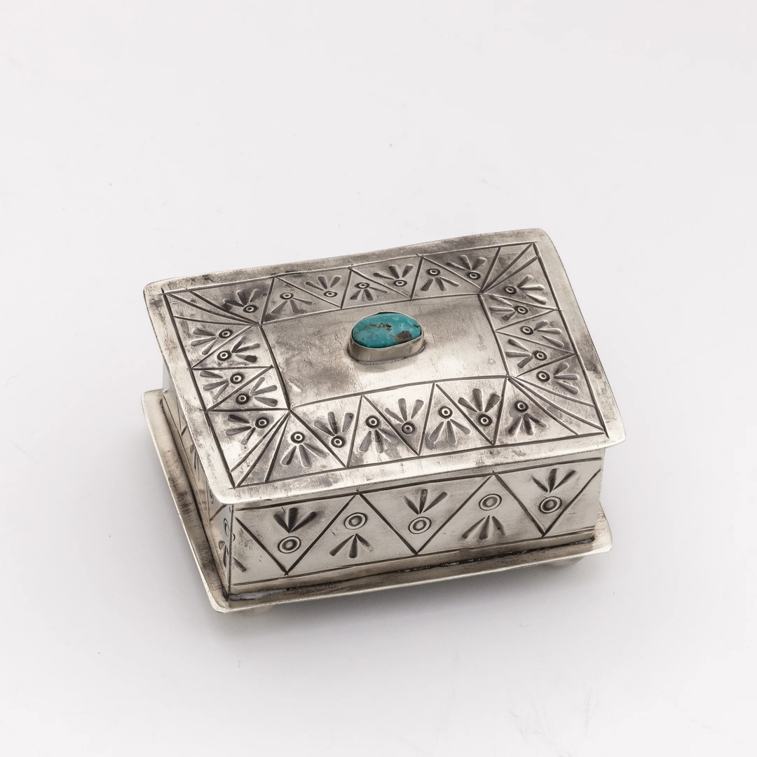 J. Alexander Small Stamped Box w/ Turquoise