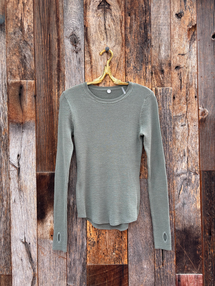 Margaret O'Leary Shirtail Waffle Crew Sage