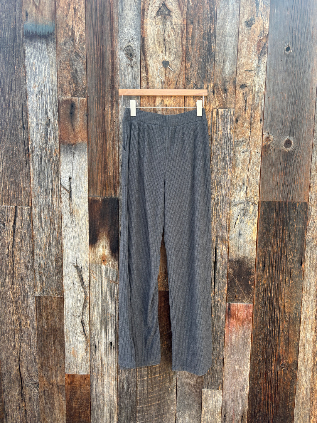 Project Social T Shea Rib Wide Leg Pant Charcoal