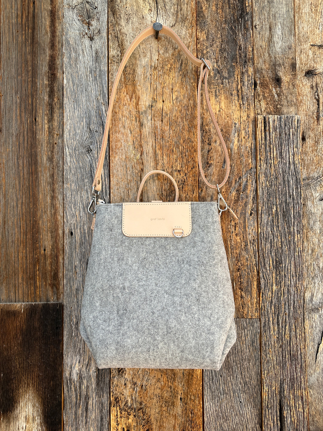 Graf Lantz Bedford Merino Wool Midi Backpack- Granite Vachetta