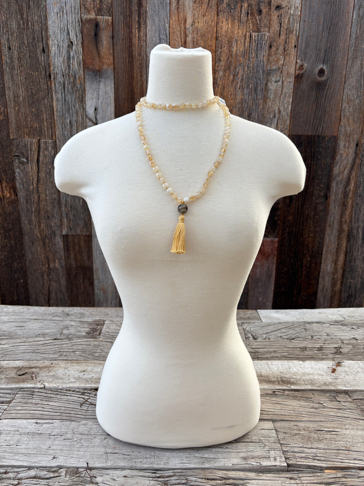 Radiant Malas Citrine Faceted/Lampwork Glass Mala