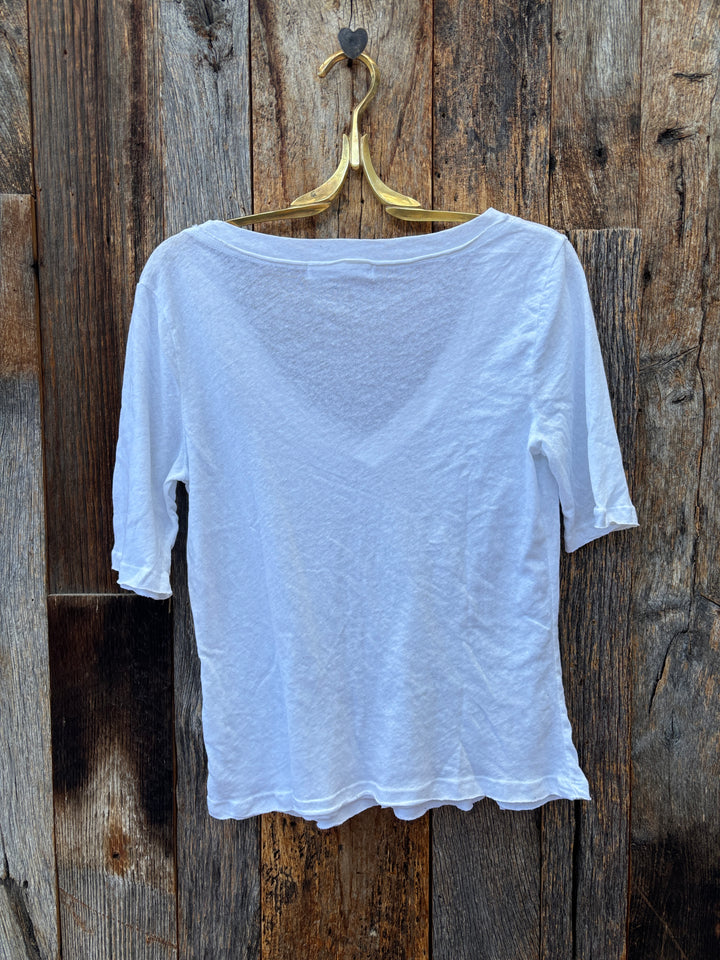 Project Social T Jude V-Neck Elbow Sleeve Tee White