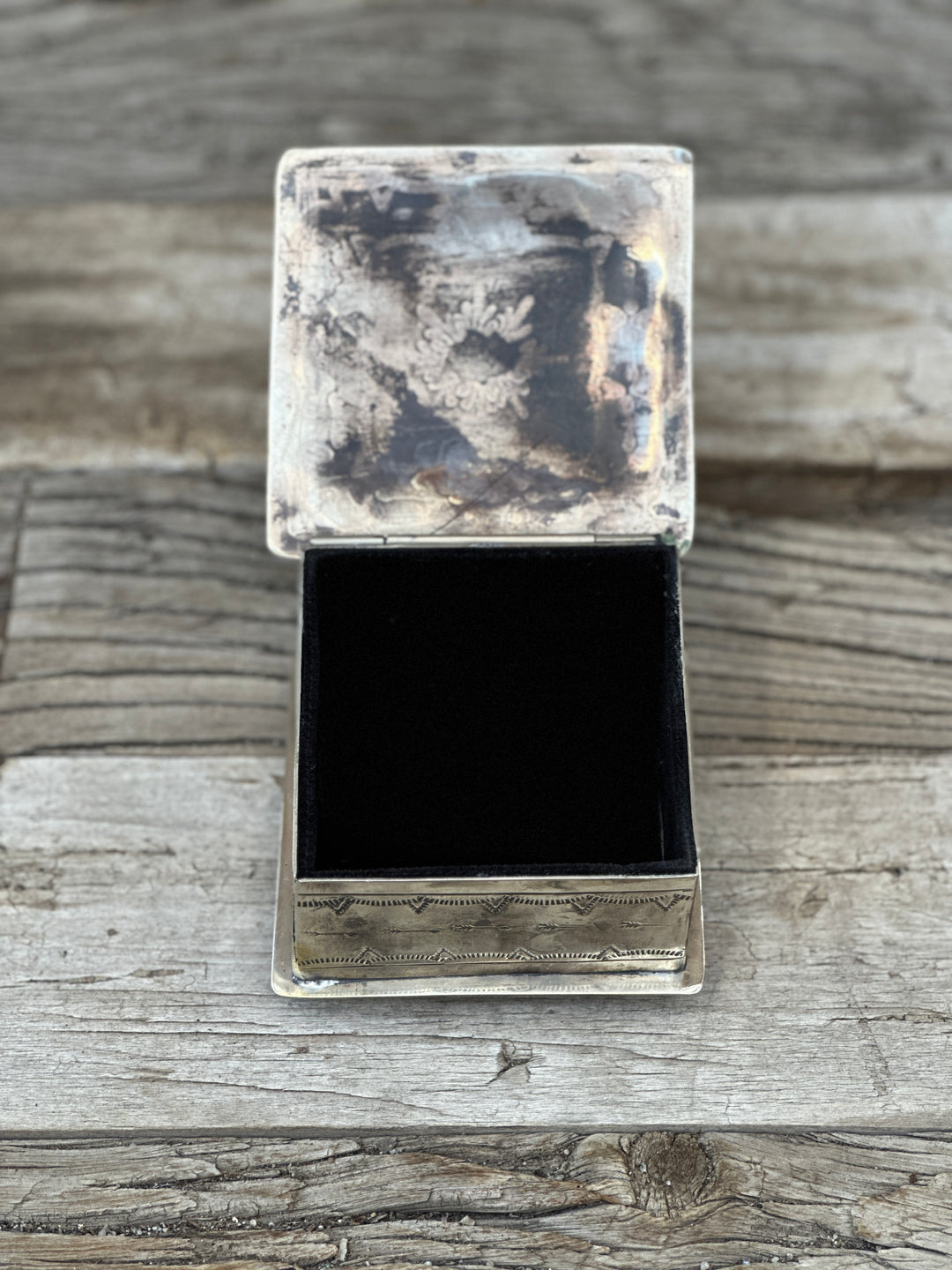 J Alexander Square Stamped Box w/ Turquoise