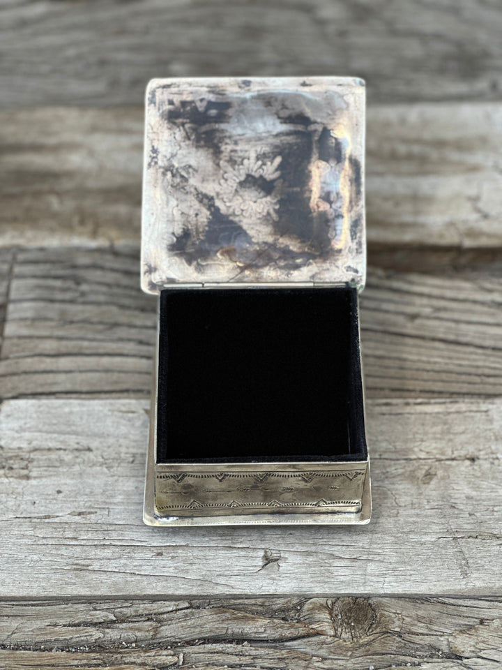 J Alexander Square Stamped Box w/ Turquoise