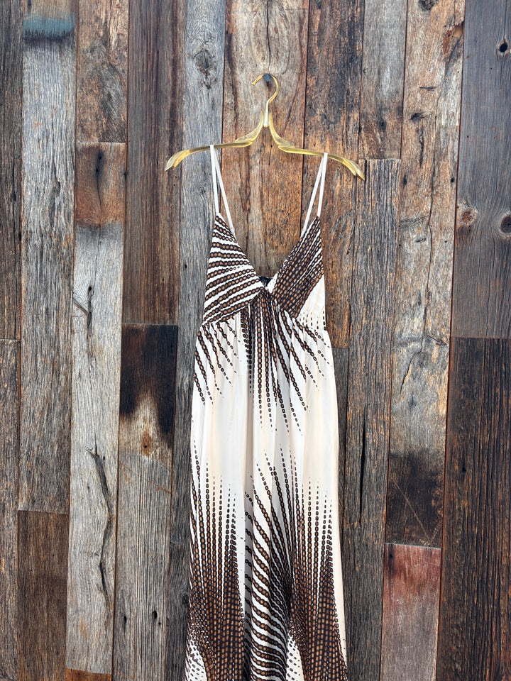 Milio Milano Sunburst Print Maxi Dress Camel