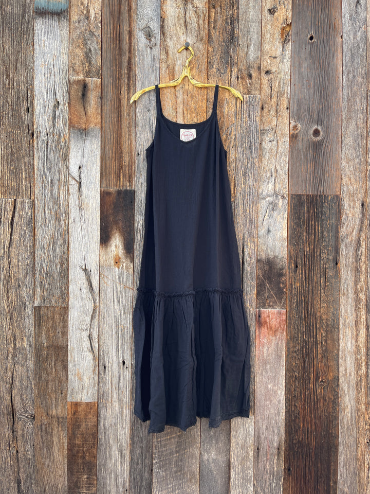 Auntie Oti Black Ruffle Slip Dress