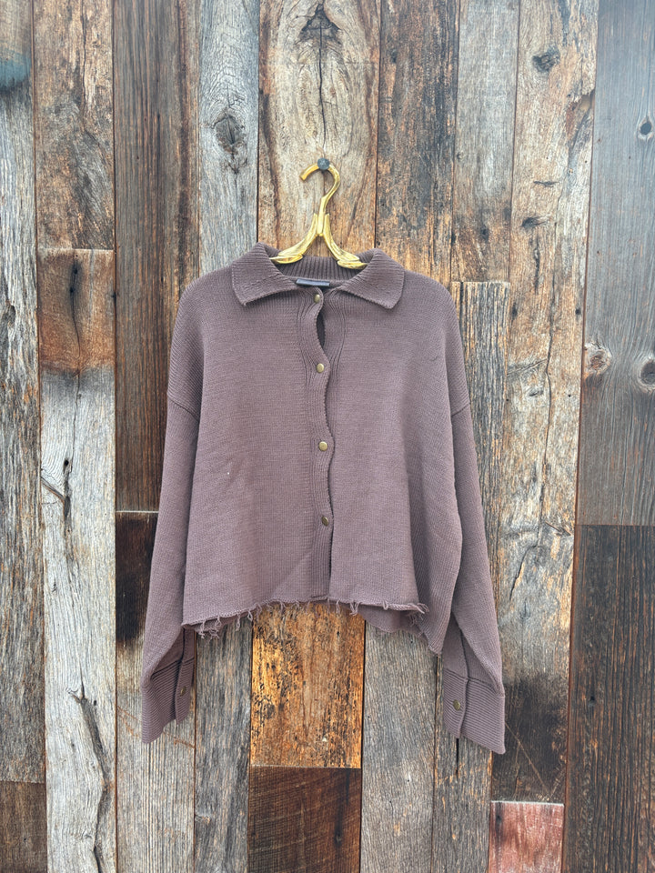 Wooden Ships Avery Knit Jacket Cotton Dark Dusk