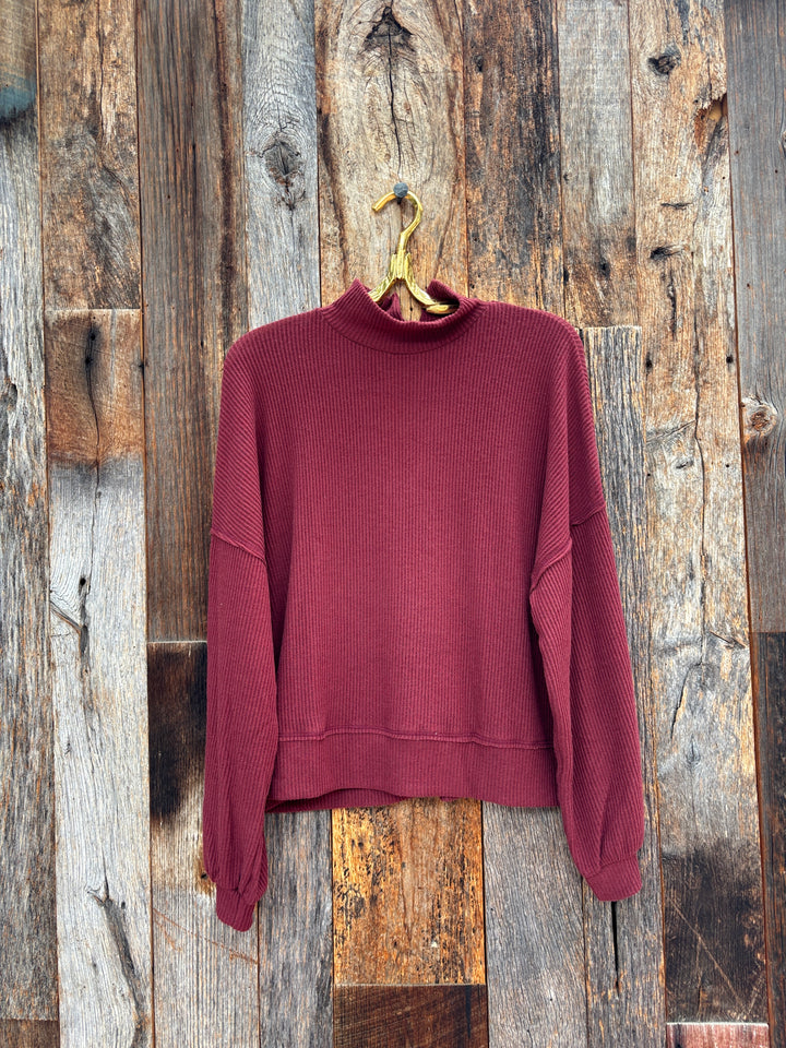 Project Social T Beca Cozy Rib Funnel Neck Top Spiced Copper