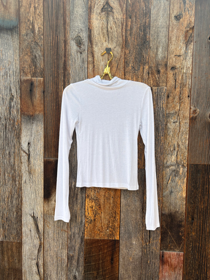 Project Social T Olive L/S Rib Turtleneck White