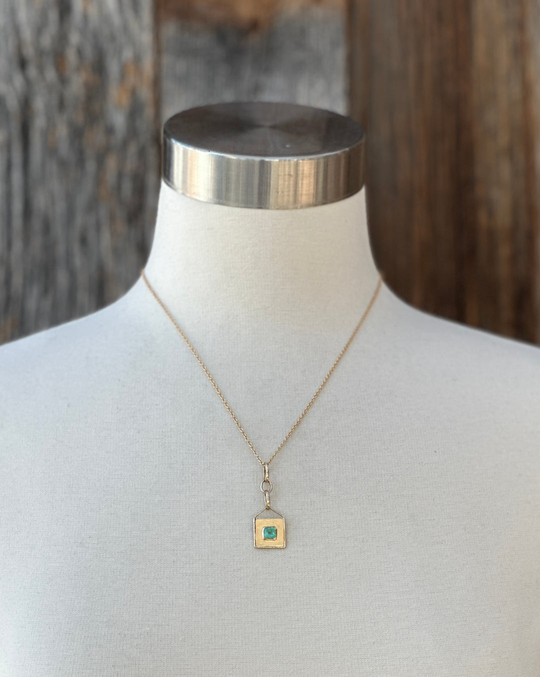 Robin M Designs Colombian Emerald 14K Pendant on 18" GF Chain