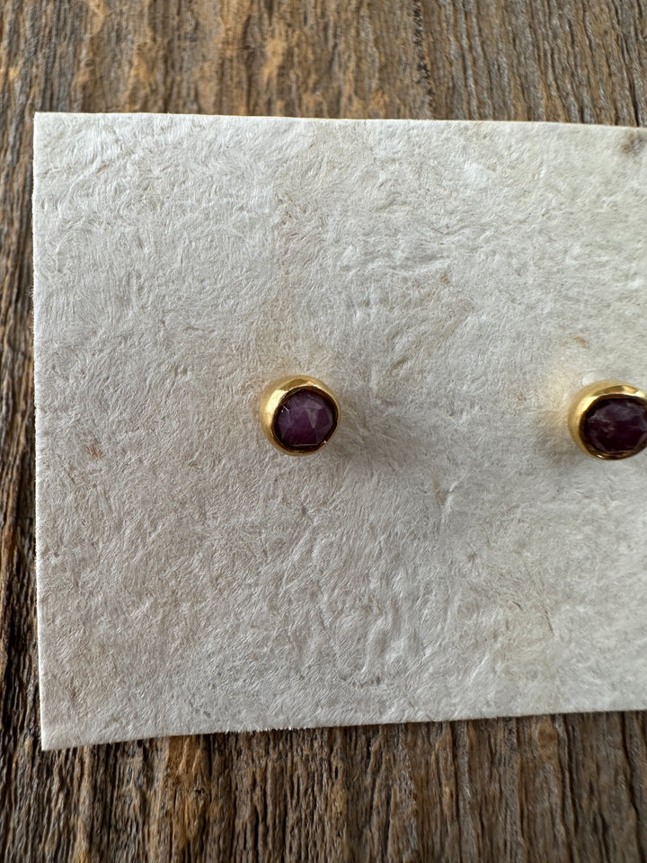 River Song Faceted Gem Indian Ruby Earrings