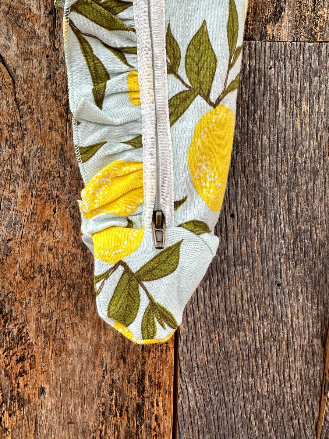 Milkbarn Ruffle Zipper Footed Romper Lemon 39089
