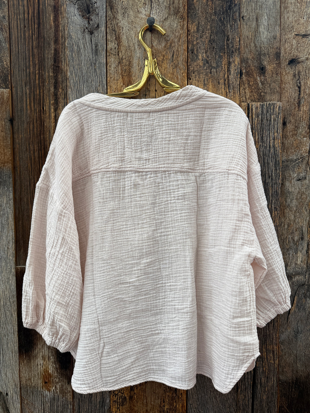 Sundry Double Gauze V-Neck Top Oyster