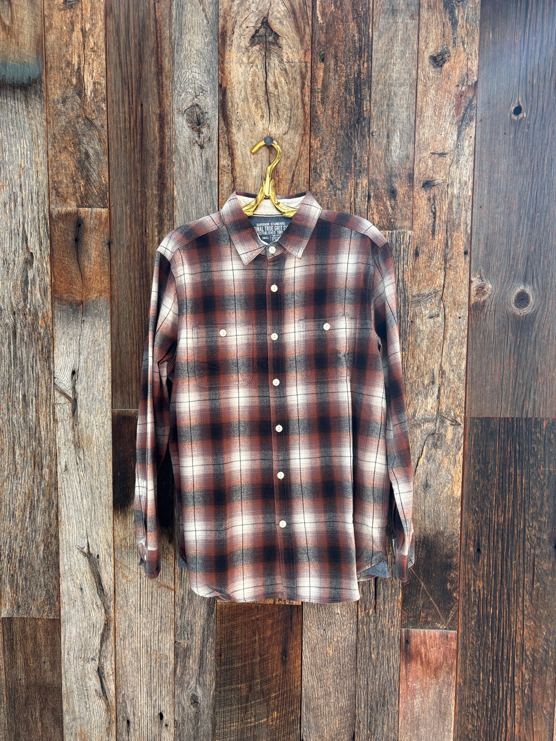 True Grit Alta Plaid L/S 2 Pockets Shirt Brown