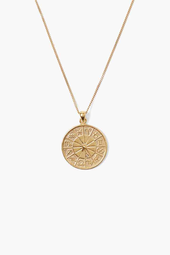 Chan Luu Diamond Zodiac Coin Necklace Yellow Gold Virgo NGF-15081