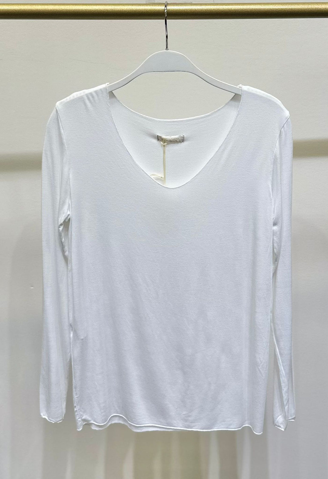 Milio Milano Lightweight Mineral Wash V-Neck Top White