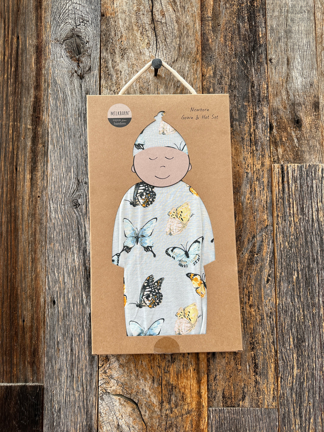 Milkbarn Bamboo NB Gown & Hat Set Butterfly 71117