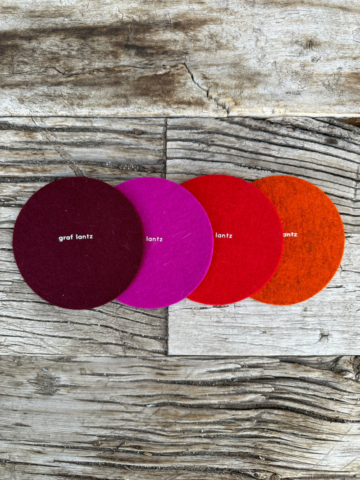 Graf Lantz Bierfizl Merino Wool Round Coaster Multi 4 Pack- Bordeaux