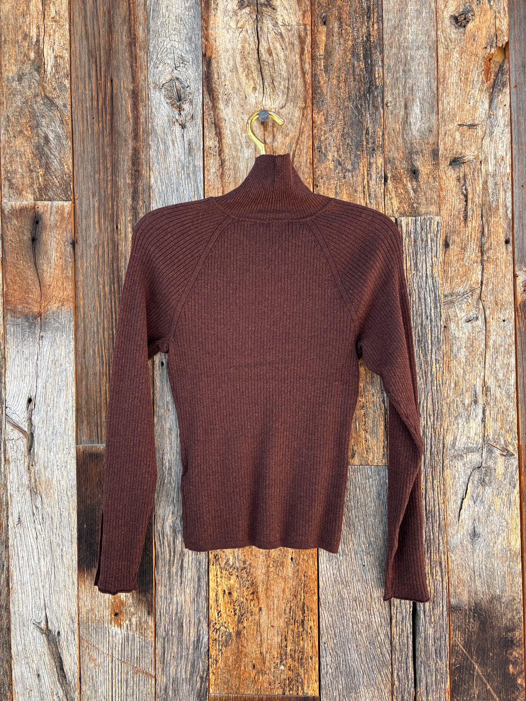 Lilla P Slim Rib Turtleneck Java