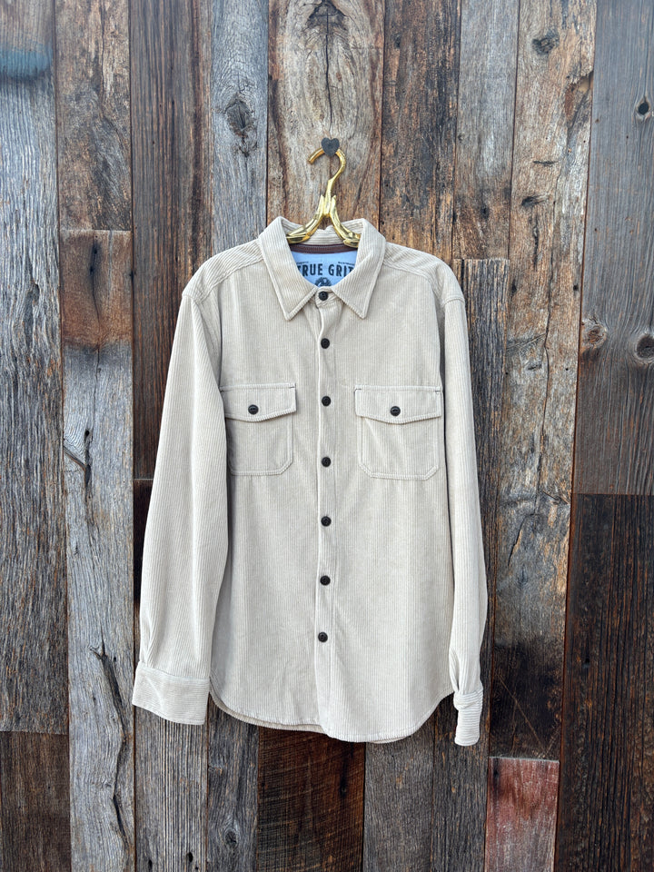 True Grit Best Stretch Cord L/S 2 Pocket Shirt Winter White