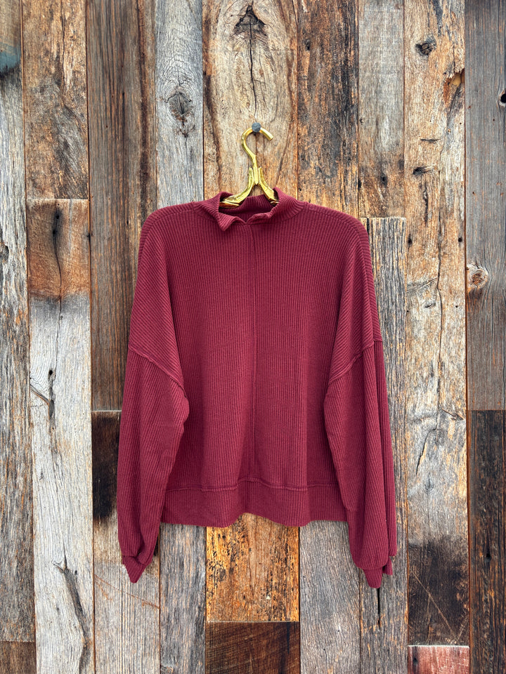 Project Social T Beca Cozy Rib Funnel Neck Top Spiced Copper