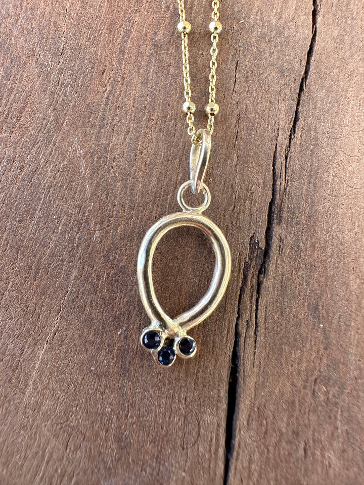 Robin M 14K Sapphire Triplet Necklace 18" GF Chain