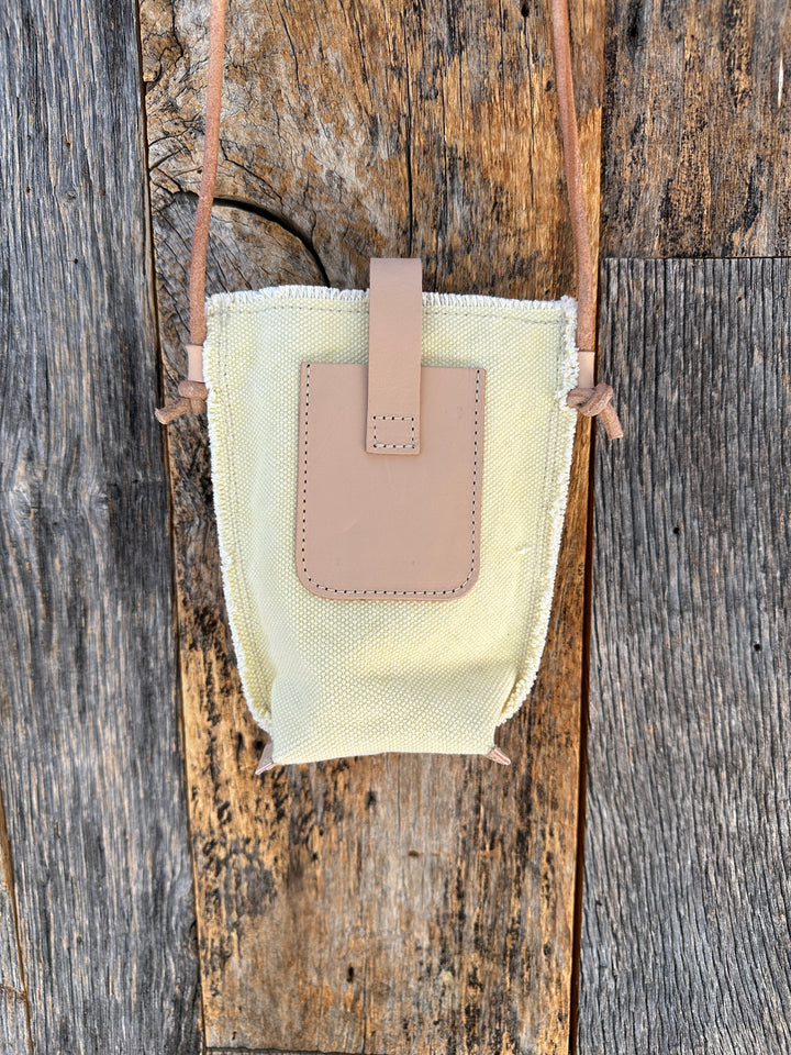 Graf Lantz Hana Phone Crossbody Canvas- Limoncello Canvas, Natural Leather