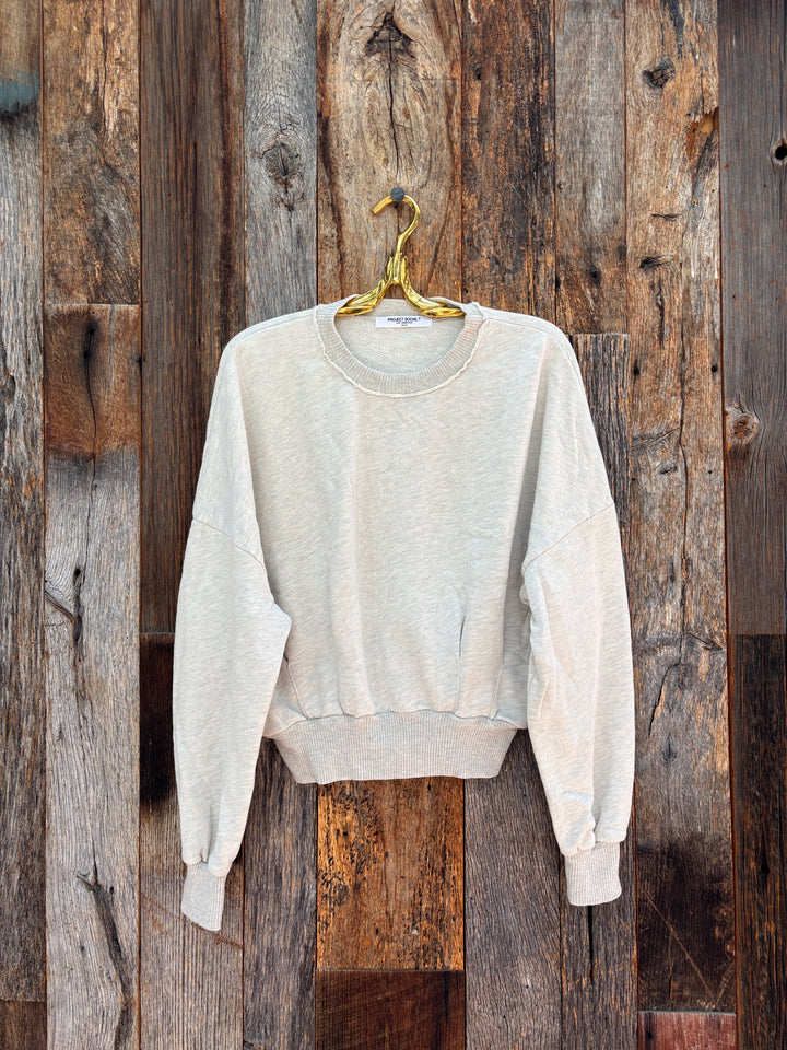 Project Social T Evie Pleated Crew Sweatshirt Oat