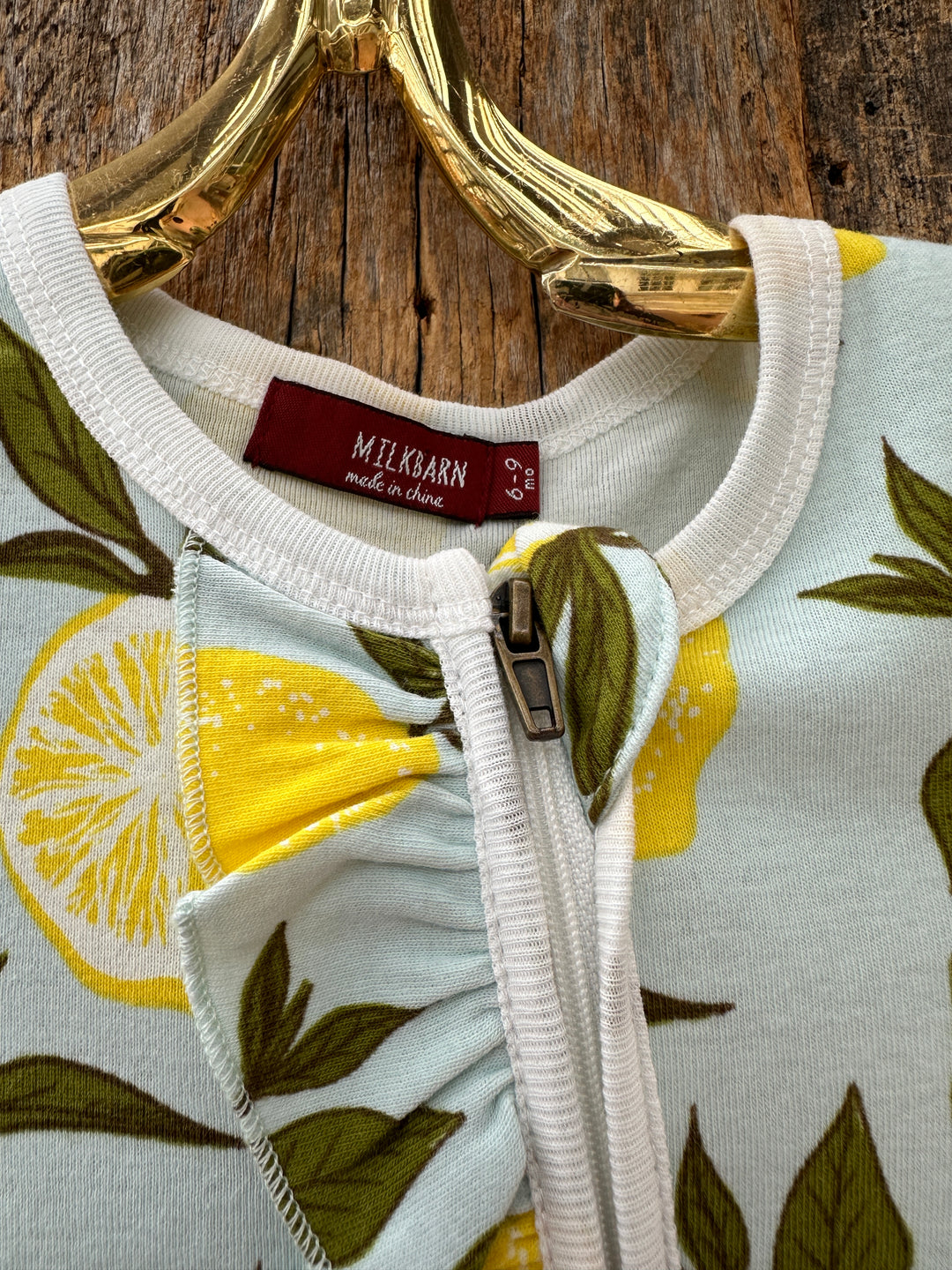 Milkbarn Ruffle Zipper Footed Romper Lemon 39089