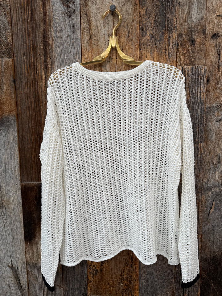 Stateside Open Mesh Pullover Sweater Cream