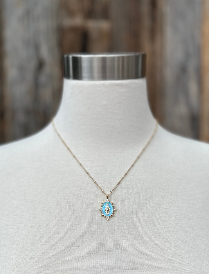 Joy Dravecky Lady Lourdes Pendant Neckalce Aqua