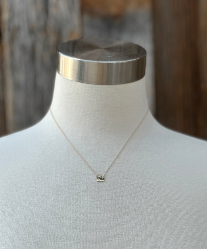 Aili Moon & Stars 14K/Wt Diam 16" Postcard Necklace